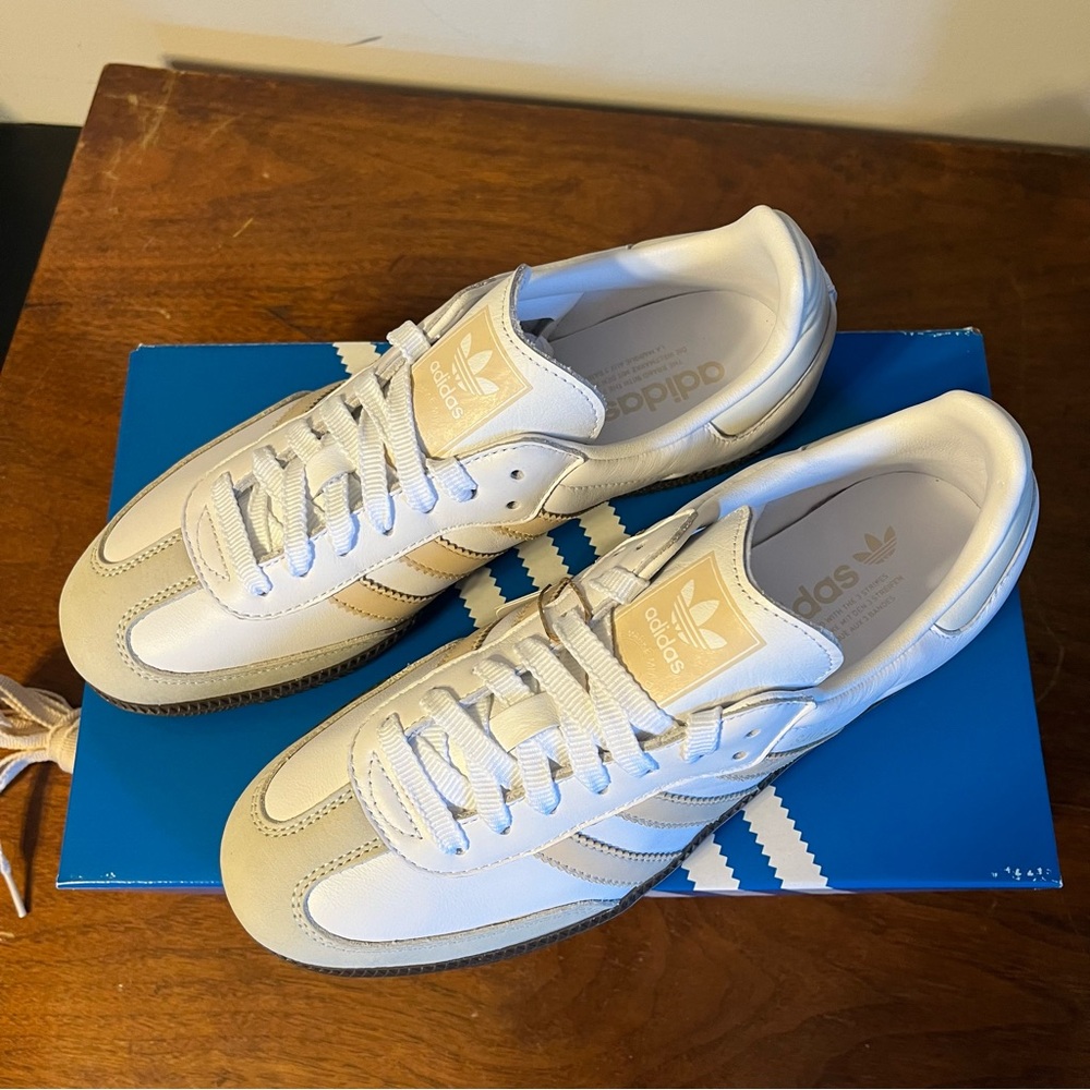 ADIDAS Women's White Tan Samba Shoes - Picture 5 of 9